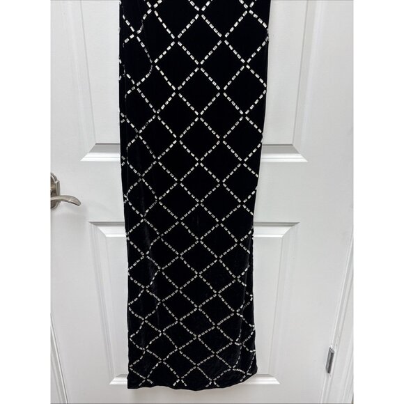 Ramy Brook Size 0 Black Omega Rhinestone Velvet Maxi Dress Spaghetti Straps - Picture 6 of 12